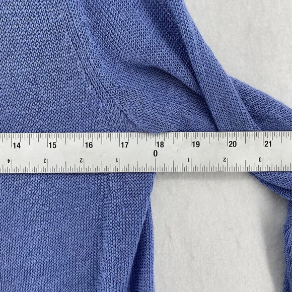 J Jill Cardigan Womens XS Petite Blue Knit Duster Sweater Linen Blend Open Front - Picture 3 of 14